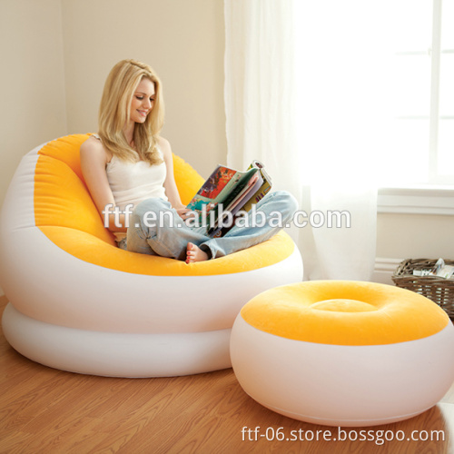 2016 blue PVC flocking inflatable sofa,outdoor inflatable furniture,inflatable footstool